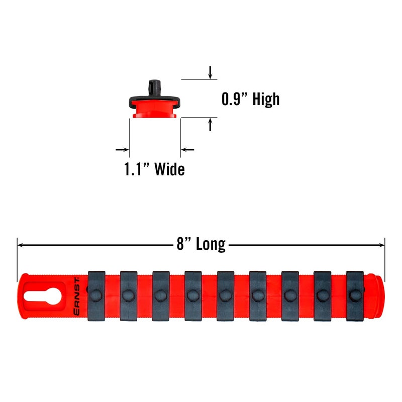Ernst Manufacturing 8410 8-Inch Socket Organizer with 9 1/4-Inch Twist Lock Clips, Red (8410-Red-1/4) - Image 5